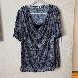 Cato Black and White Printed Top